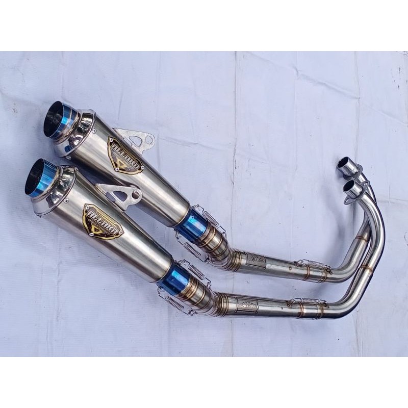 KNALPOT ALLAKA CB , GL , MP , Tiger leher bending  tutup depan bluemoon