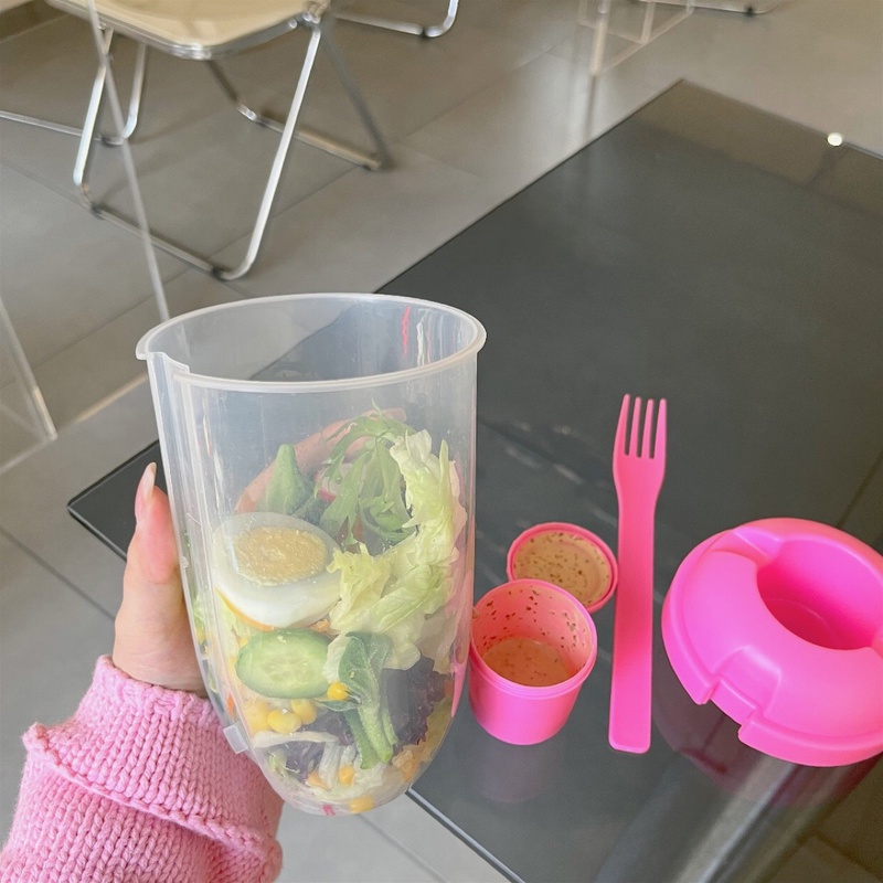 Kotak Makan Siang Bentuk Botol Dengan Garpu Ukuran 1000ML Untuk Salad