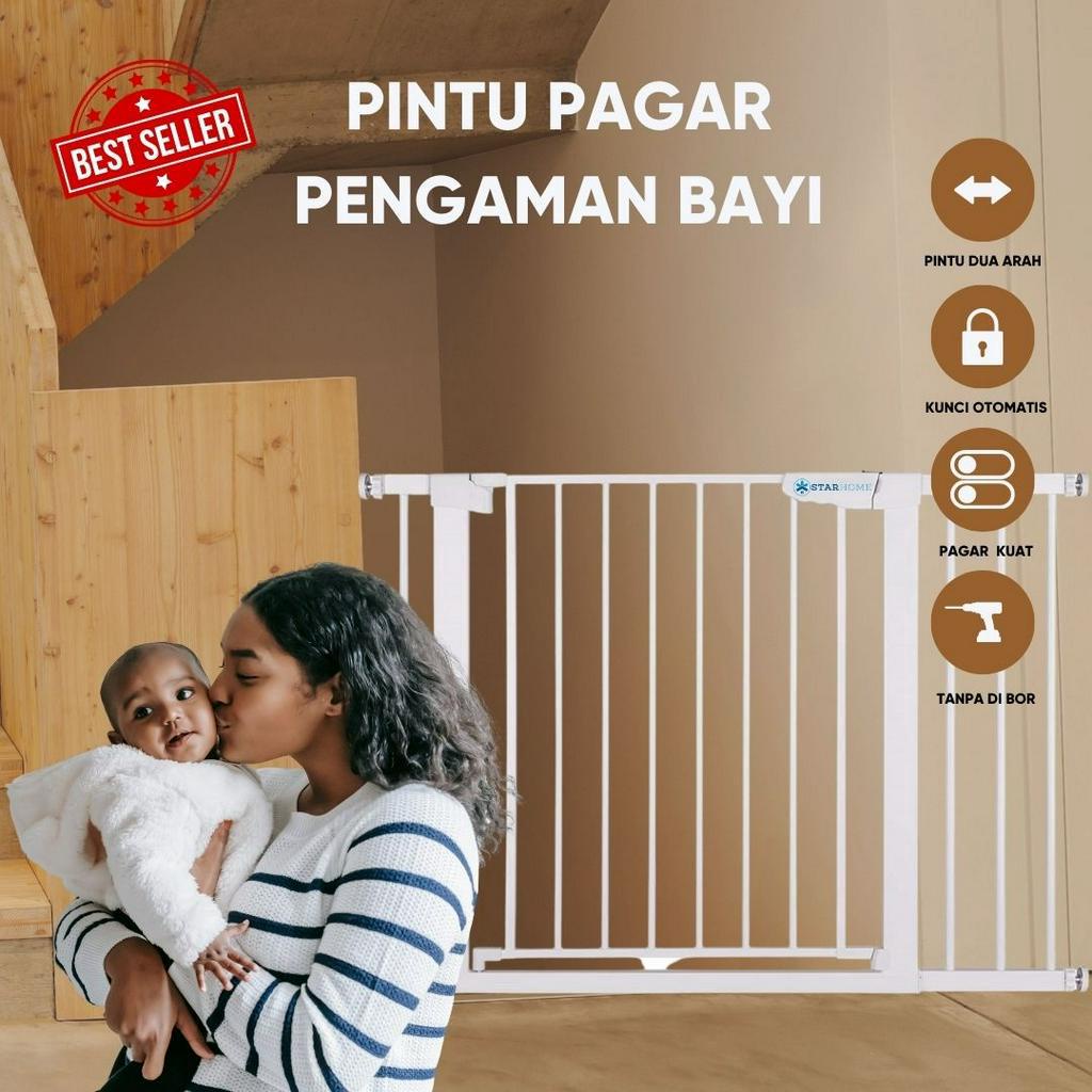 Pagar Bayi Pintu Pagar Pengaman Tangga Balkon StarHome Pembatas Tangga Dapur Kamar Mandi Baby Safety Gate Baby Gate