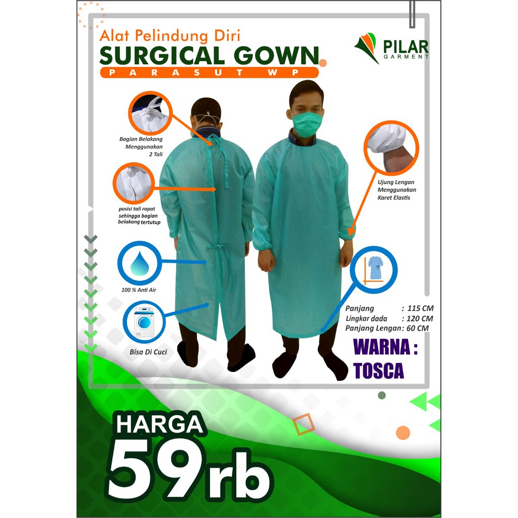 APD Gown Surgical Parasut Waterproof baju bedah anti air APD Gown Surgical Parasut Waterproof baju bedah anti air