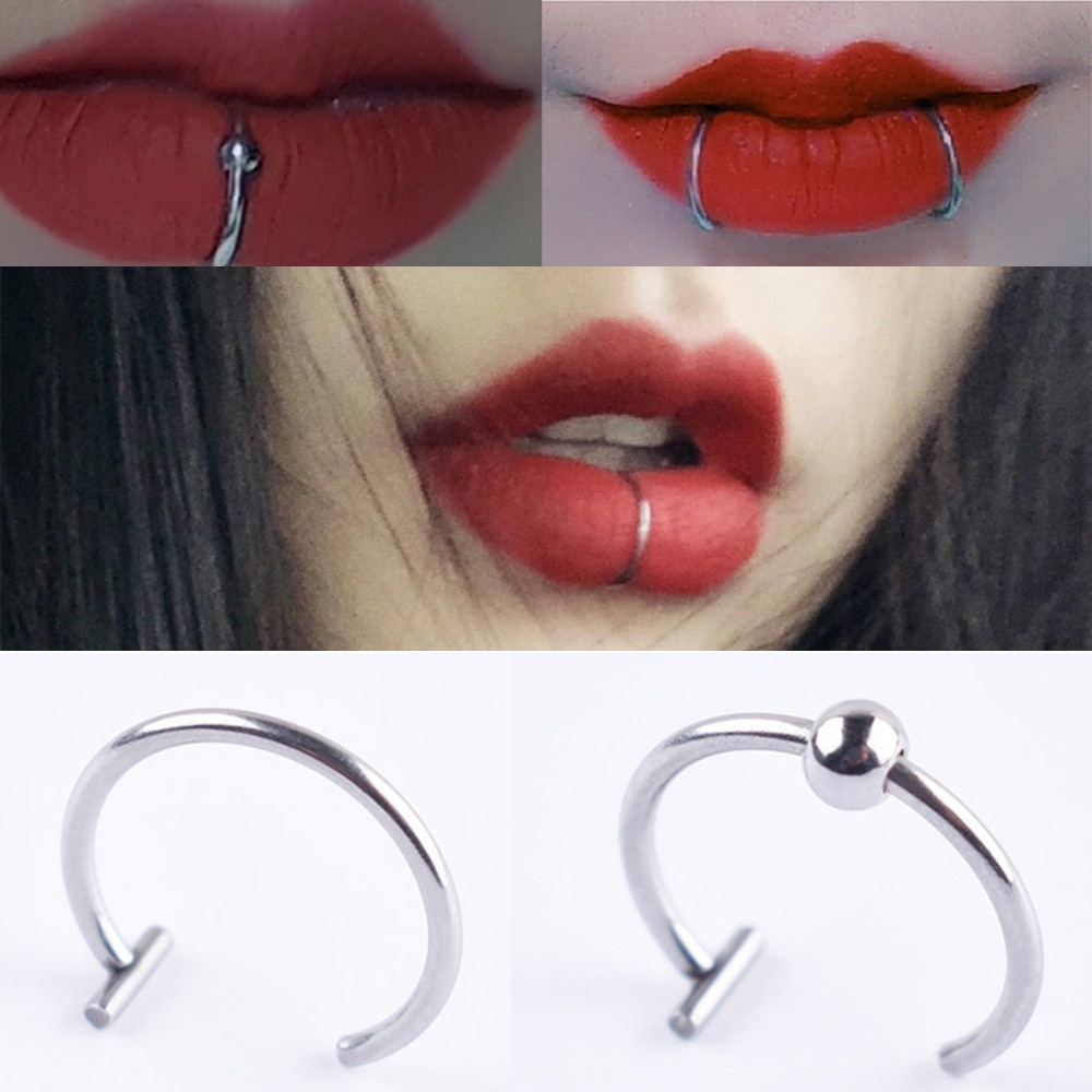 [ACKER] Bibir Medis Hidung Palsu Titanium Steel Cincin Hidung Septum Piercing Klip Di Mulut Cincin Tubuh Klip Hoop