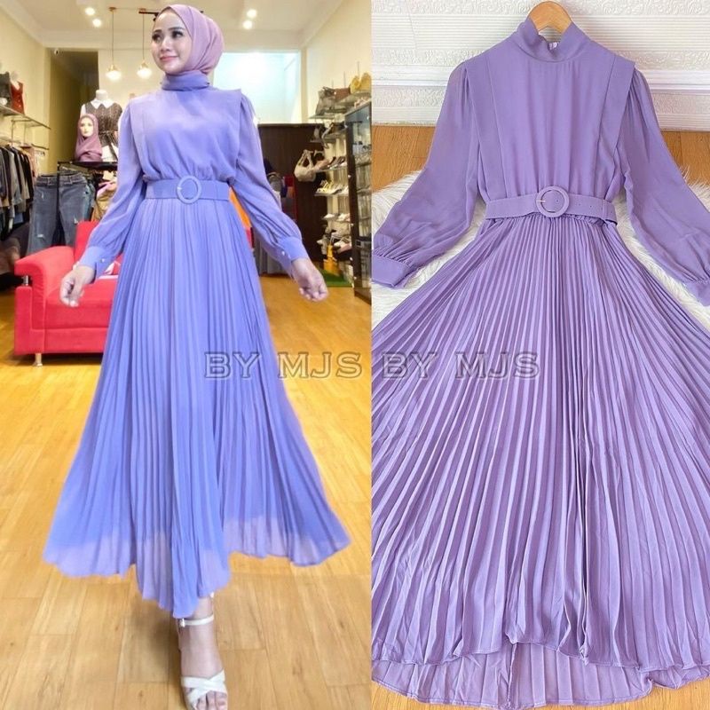 maxi dress plisket import dres prisket korea bangkok terbaru hari raya lebaran maxy premium impor