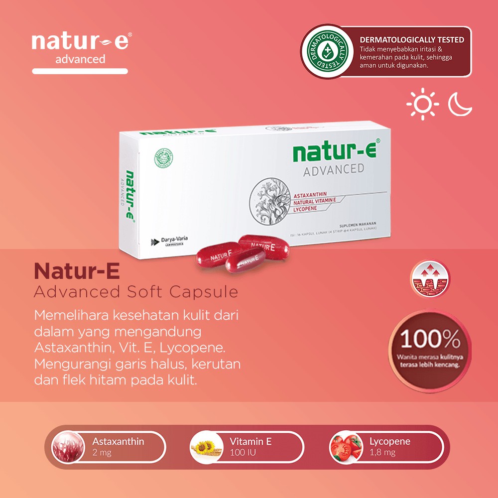 Natur-E Advanced 16's &amp; 32's Natural Astaxantin,Vitamin E,and Lycopene/Suplemen Kesehatan