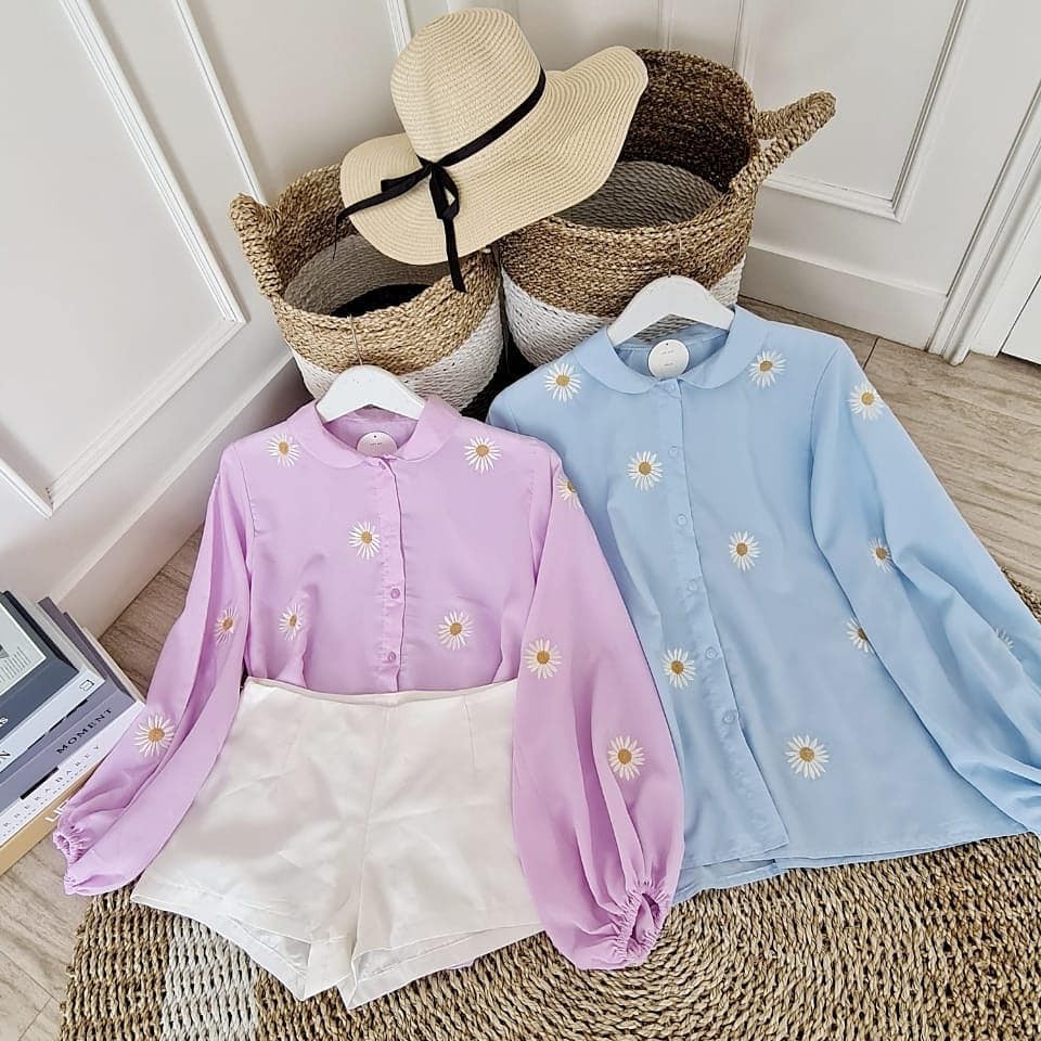 Daisy Shirt / Kemeja Wanita / kemeja murah / kemeja Lilac kekinian