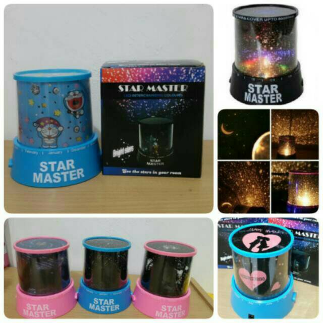 Lampu Proyektor Star Master Music Karakter Doraemon, Bulan Bintang, Planet, Ikan, Hello Kitty, Love