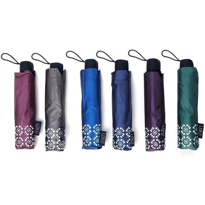 Payung Lipat 3 Bunga Metalik Elegante Anti UV LOKO