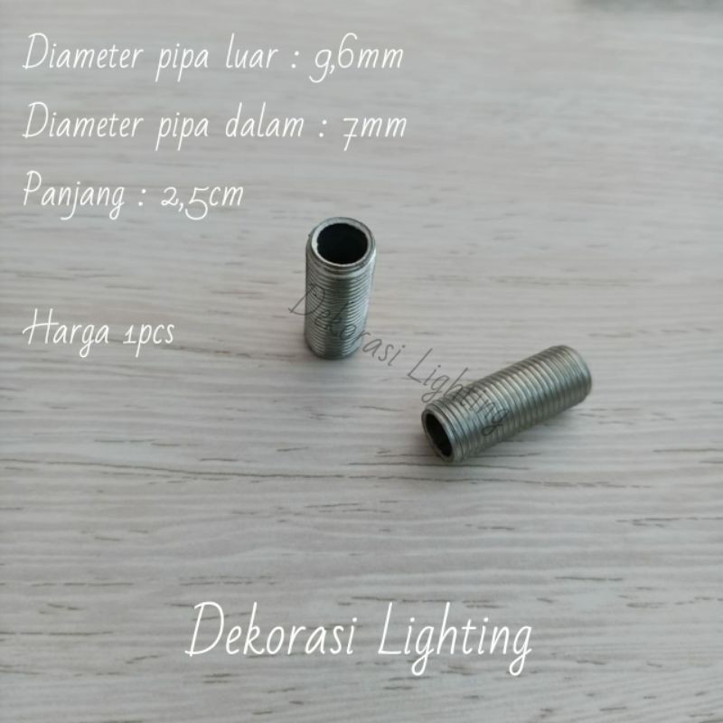 Besi drat as pipa 8mm panjang 2,5cm sparepart dekor