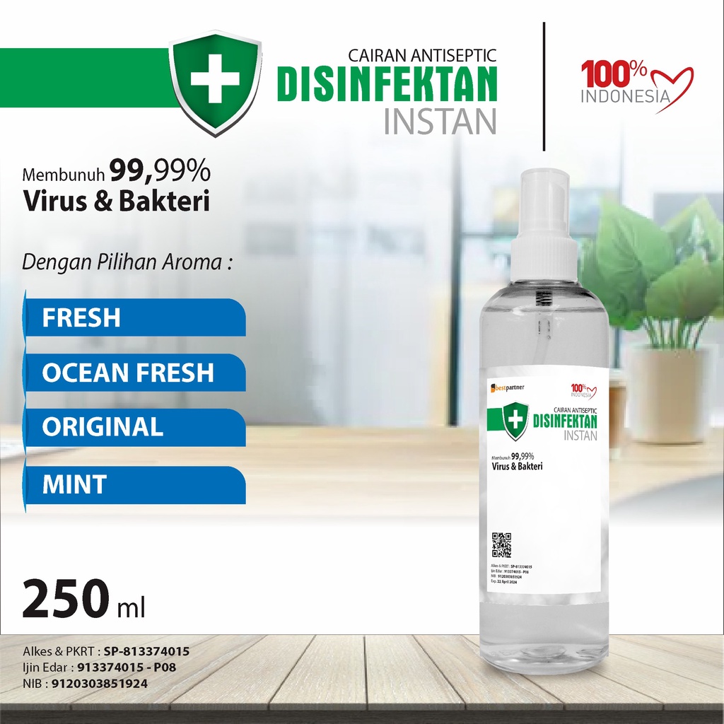 Desinfektan Instan  Aroma Buah Segar 250 ml / Cairan Desinfektan Aroma Segar Siap Pakai 250 Spray