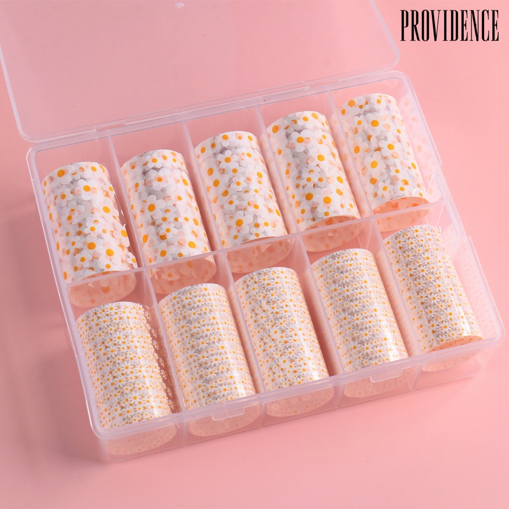 Providence 10 Rol / Set Stiker Kuku Motif Bunga Krisan Untuk Aksesoris Nail Art / Manicure