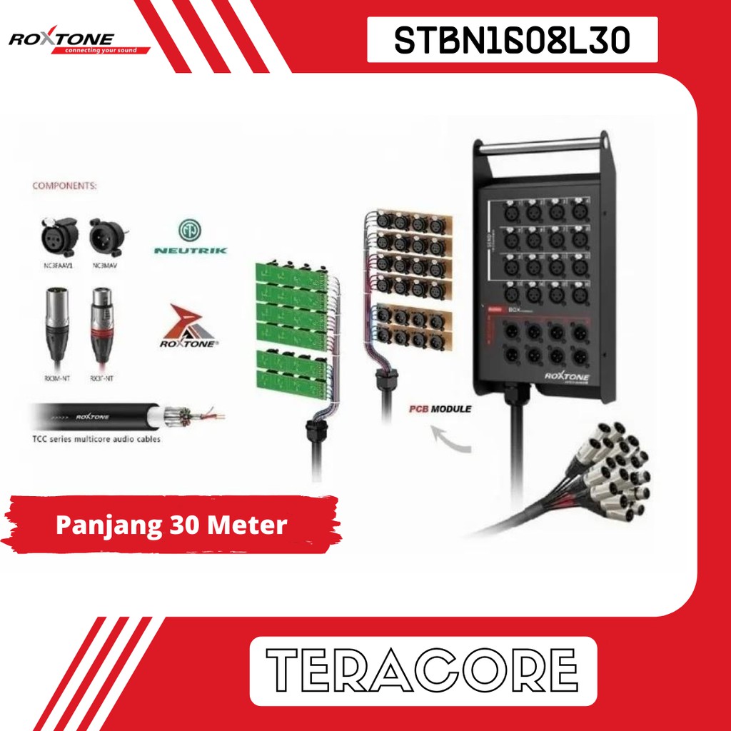 Roxtone STBN1608L30 STBN 1608L30 Snake Cable 16 Input 8 Output 30M 30 Meter