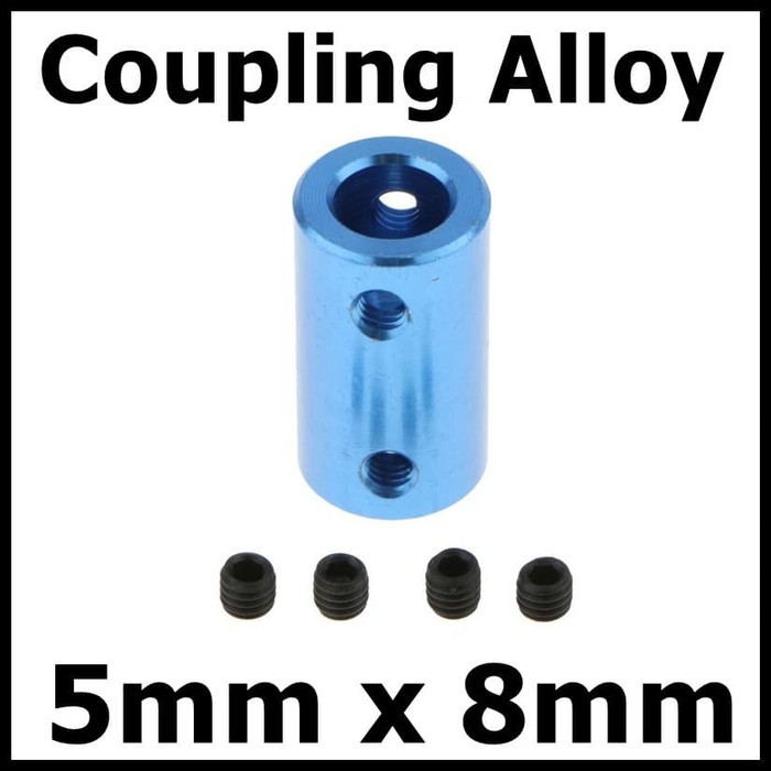 Blue Aluminum Alloy Coupling Coupler Bore 5mm 8mm D14 L25 5x8mm