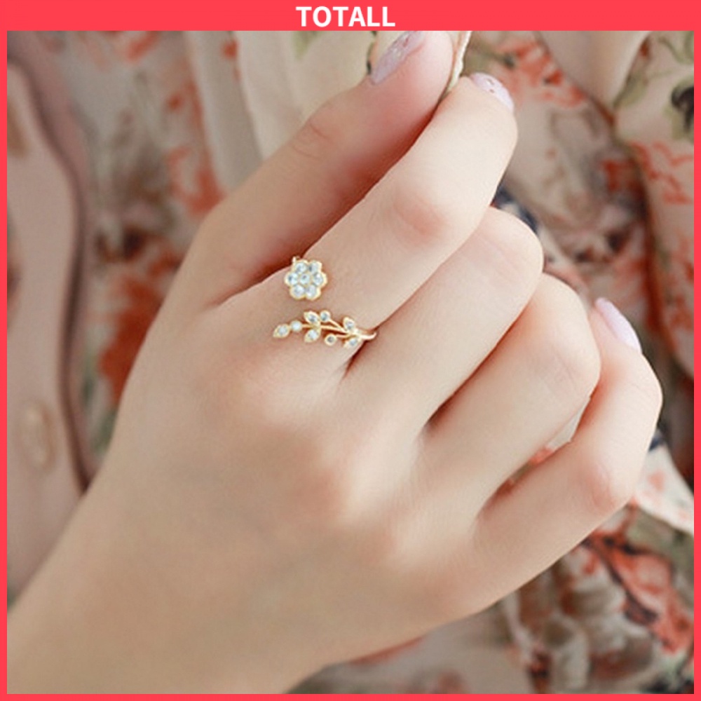 [✅READY STOCK] Perhiasan Wanita Cincin Wanita Mini Bisa Disesuaikan Berlapis Emas Model Bunga Untuk Hadiah  Penjualan Panas Mode