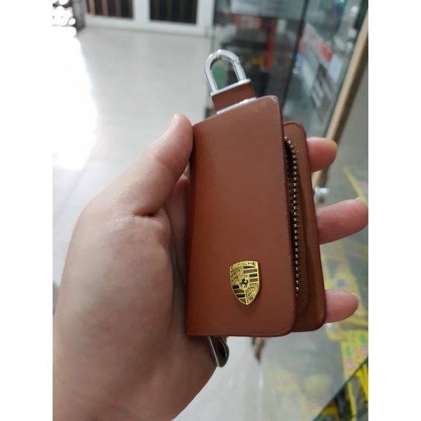 Dompet mobil stnk leather import porsche coklat wallet