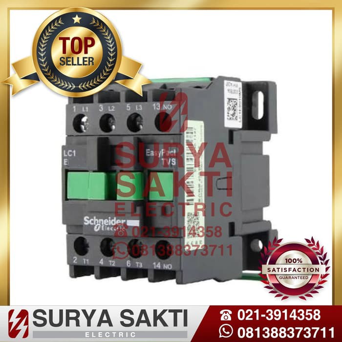 SCHNEIDER CONTACTOR TVS AC3 6A 2 2 KW LC1E0601M7 1NC