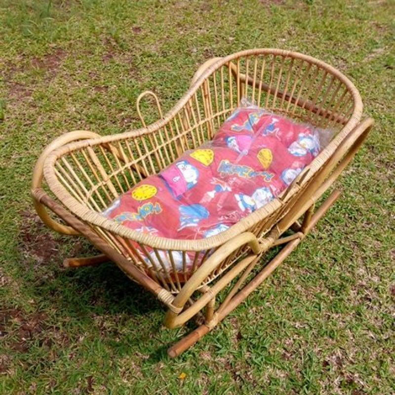 AYUNAN BAYI MODEL PERAHU ROTAN ASLI ( TERLARIS , TERMURAH ) + FREE BANTALAN