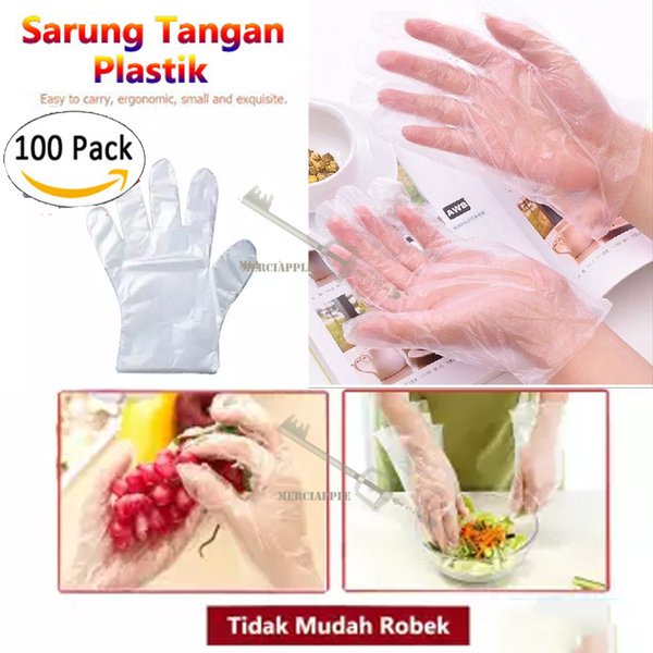 SARUNG TANGAN PLASTIK FOOD GRADE ISI 100 PCS BAHAN KUAT