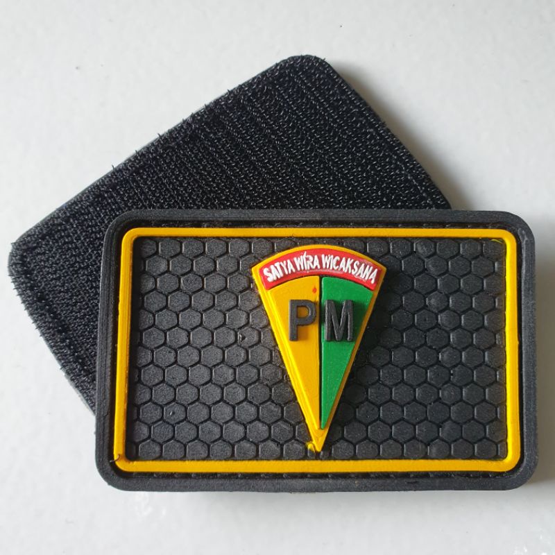 PATCH RUBBER LOGO POLISI MILITER DASAR HITAM/TEMPELAN EMBLEM KARET VELCRO