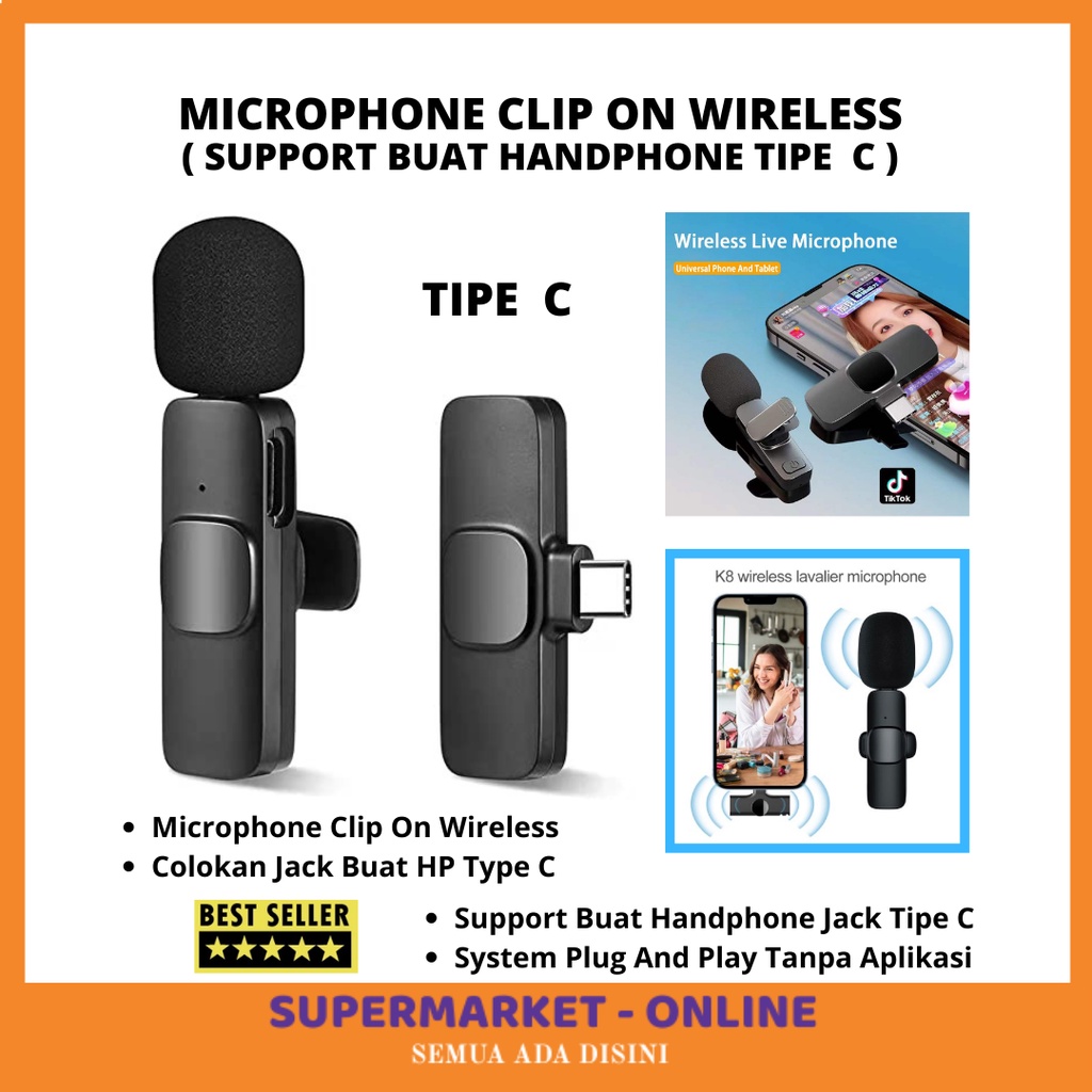 Jual HARGA PROMO!! MICROPHONE MIKROFON MIC CLIP ON WIRELESS TIPE TYPE C