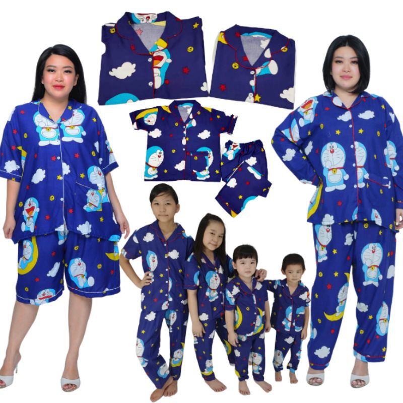 Baju Tidur Piyama Couple KUCING robot Lonceng nevi