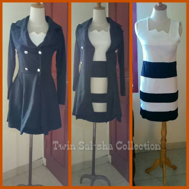 Set blazer hitam putih