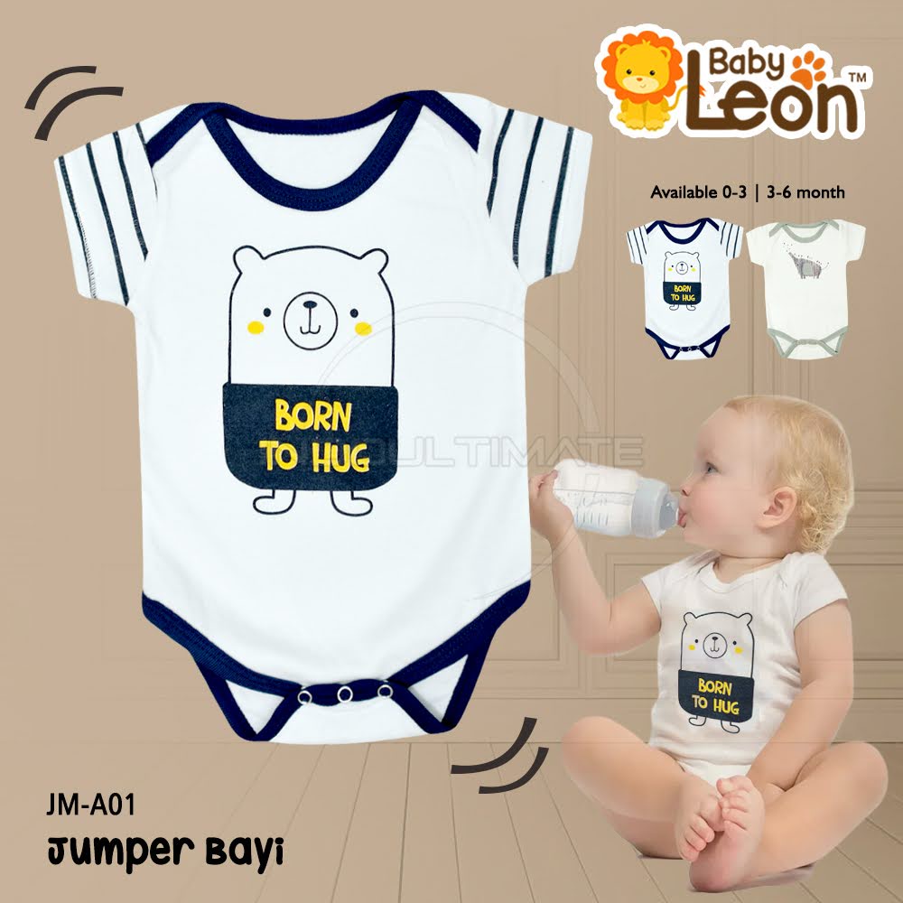 BABY LEON Jumper Bayi Jumsuit Bayi Baru Lahir Newborn Jumpsuit Bayi Baju Bayi Pakaian Bayi  JM-A01-BEAR HUG