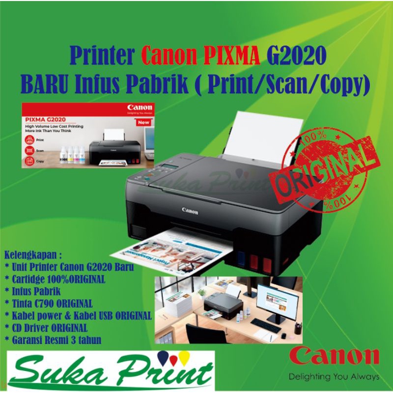 Printer Canon G 2020 BARU (Print, Scan,Copy) Infus Pabrik