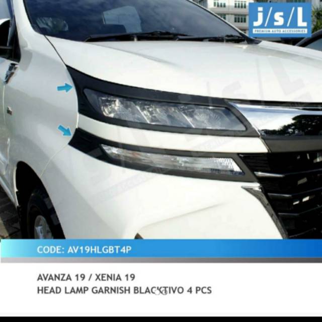 Garnish lampu depan Avanza/ Xenia 2019/ head lamp garnish hitam chrome jsl