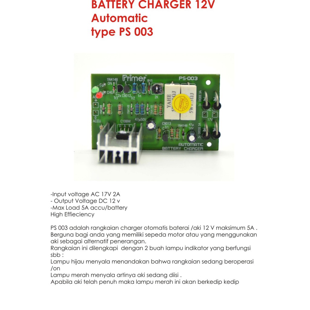 Kit Accu Charger 12 V 5a Automatic PS 003