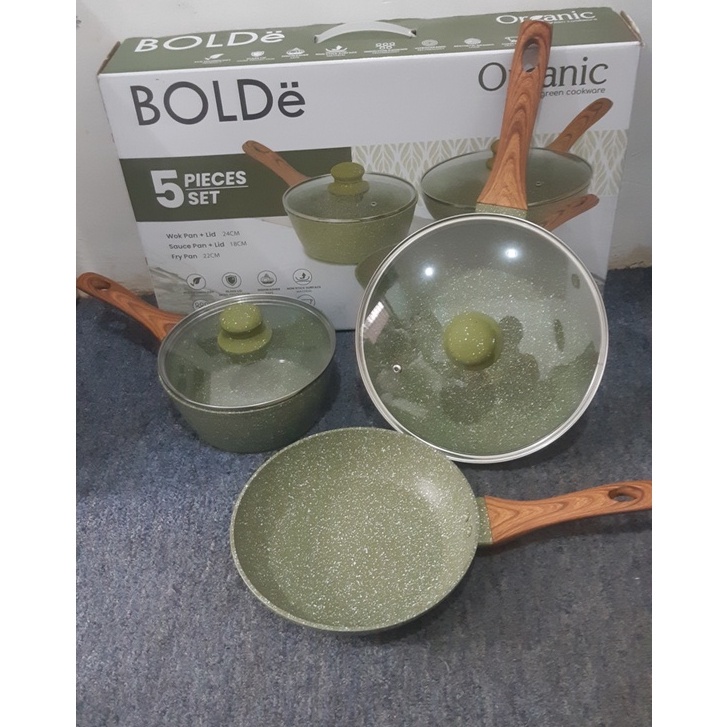 BOLDE SUPERPAN ORGANIC GREEN COOKWARE 5 PCS SET