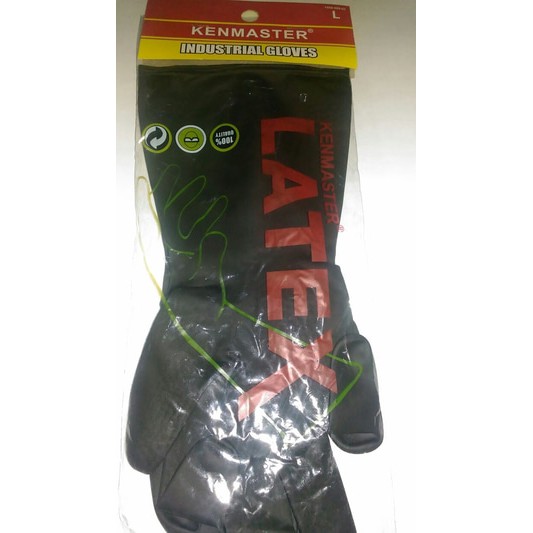 SARUNG TANGAN KARET RUBBER KENMASTER HITAM LATEX INDUSTRIAL GLOVES