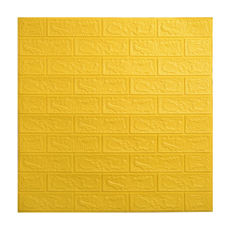 [COD] Wallpaper Dinding Wallpaper 3D Walpaper Foam Motif Batu Bata Good Quality Pabrik 70x77CM Ketebalan Sebenarnya 6MM-KUNING 70*77CM