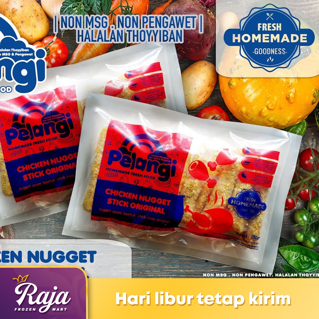 

Pelangi Chicken Nugget Stick Original 250gr / Makanan Beku / Frozen Food / Nugget / Kentang Beku