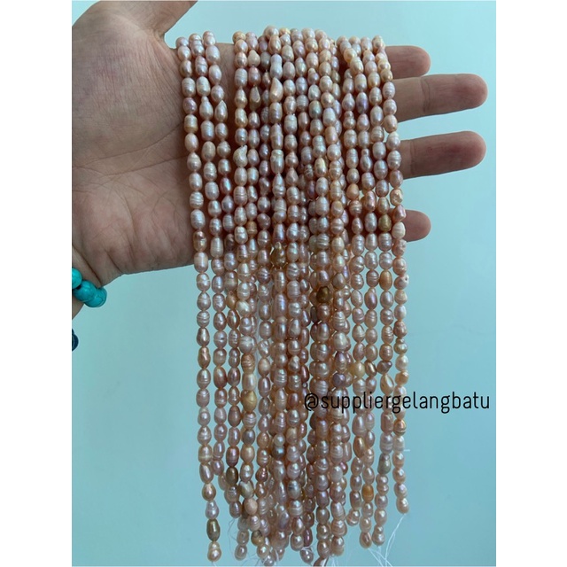 Bahan Mutiara Air Tawar Barok LAVENDER 4 x 6mm oval fresh water pearl