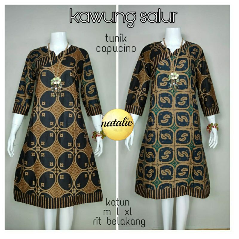 Batik Wanita Tunik Kawung Salur yg Cantik