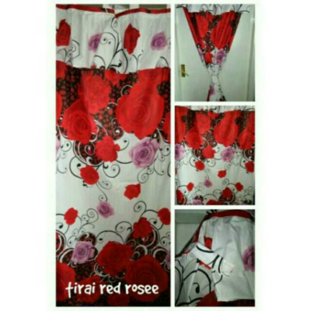 Gorden anak/gorden karakter/gorden bahan katun premium motif rose merah