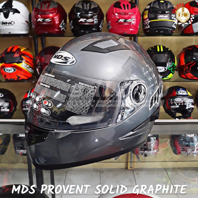 HELM MDS PROVENT SOLID GRAPHITE MDS PROVENT FULL FACE DOUBLE VISOR