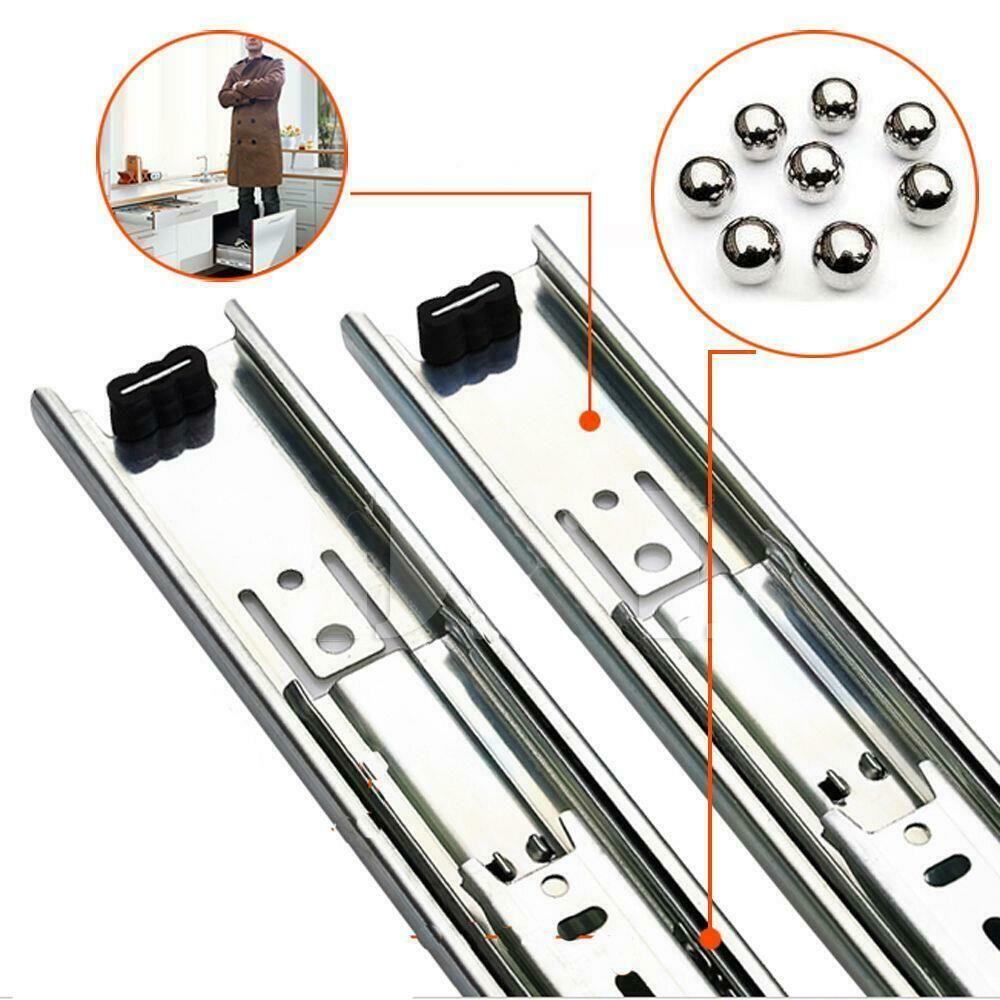 R-flower 2pcs Slide Runner Berbagai Ukuran Silver Ball Bearing Heavy Duty