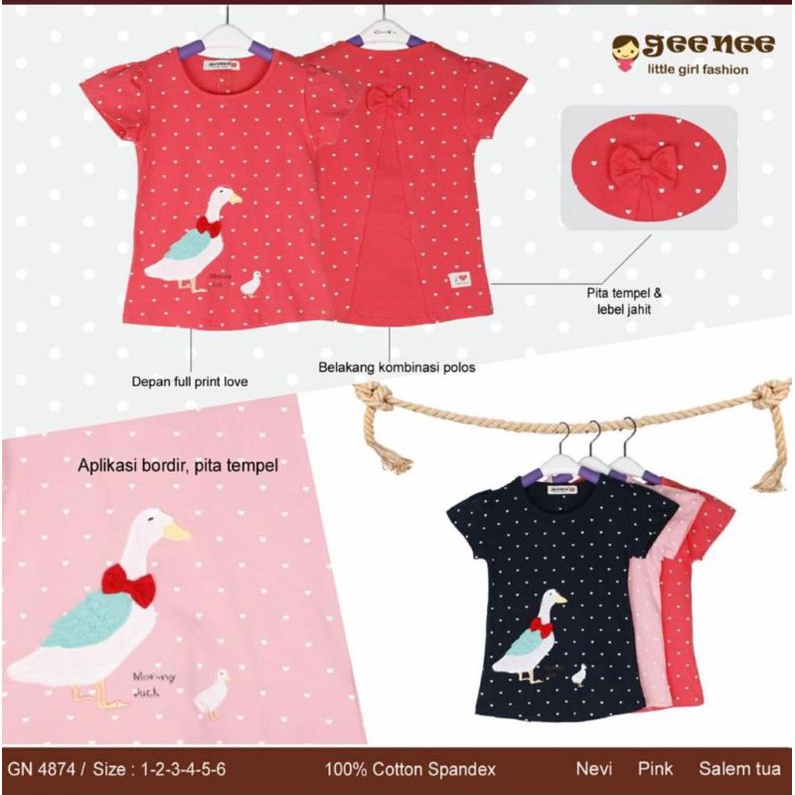 kaos anak cewe geenee/atasan anak perempuan lengan pendek/kaos anak lengan panjang/atasan anak/baju 