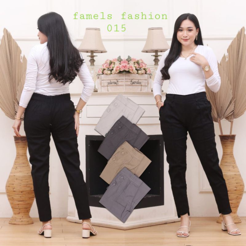 Baggy pants wanita katun twil combed diamond / celana panjang wanita model jinjit dan lipat / celana kerja wanita