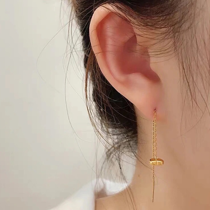 Anting Titanium Wanita Anti Karat Hati Lapis Emas 18K Aksesoris Perhiasan