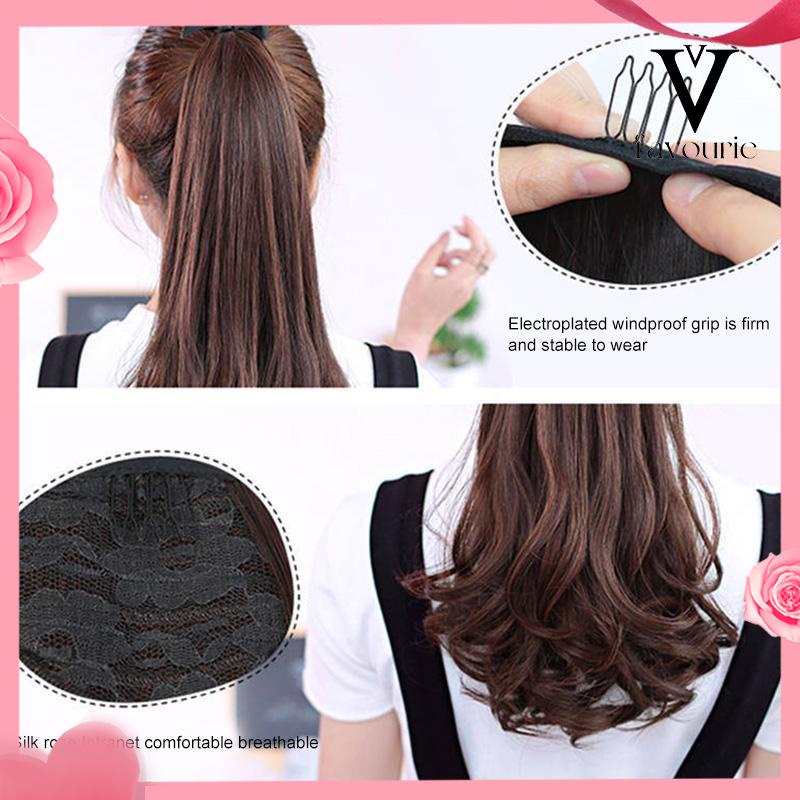 [COD]Wig Ponytail Panjang Keriting Lace-up Jenis Gelombang Besar Realistis Potongan Wig Alami-FA