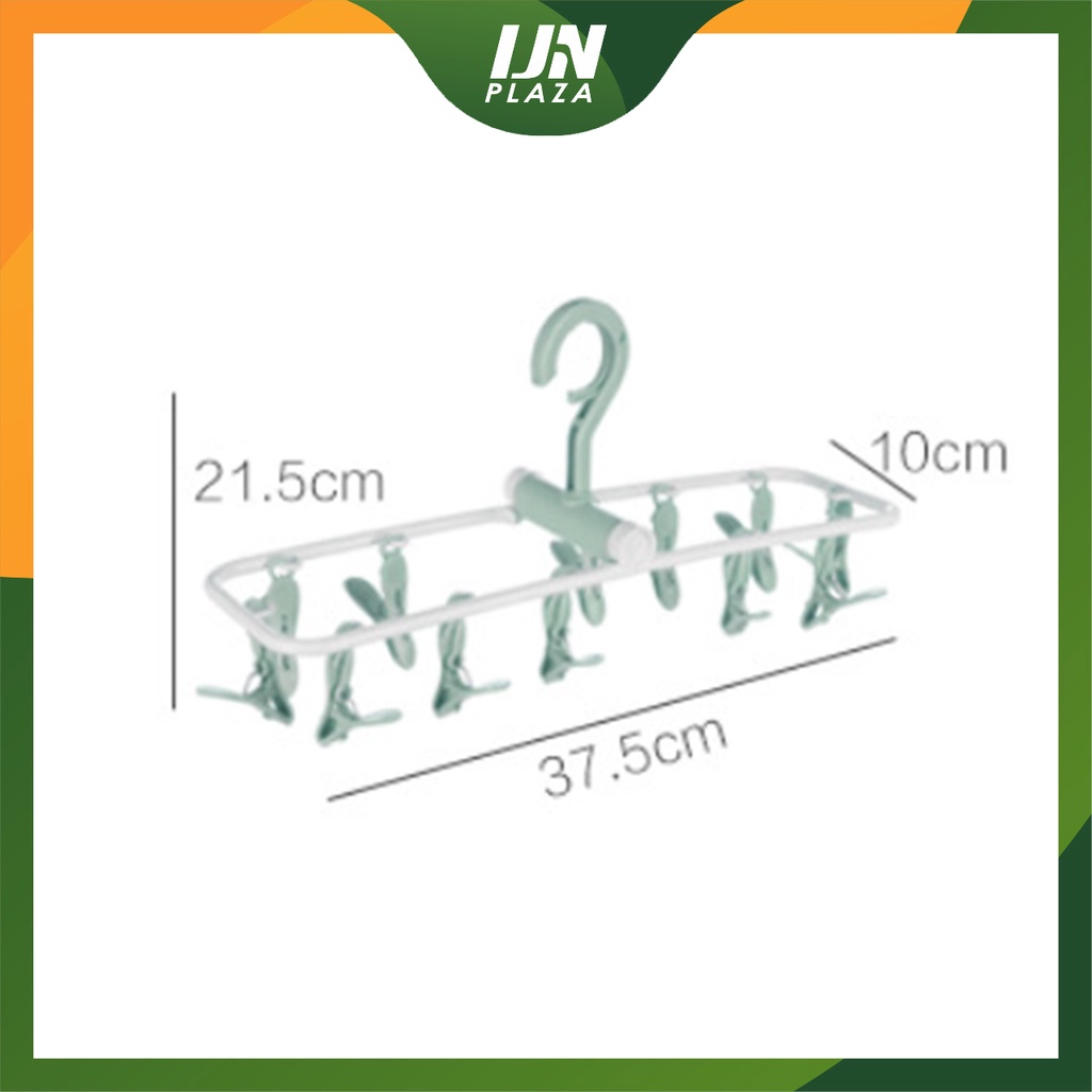 ❤ IJN ❤ Hanger Jemuran Baju Gantungan Pakaian Lipat Portable 12 Jepitan Jemuran Bra Jaket Kaos kaki Multifungsi