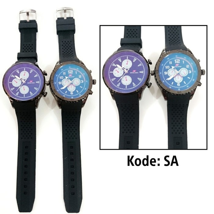 jam tangan cowok analog fashion kode SA hitam bulat