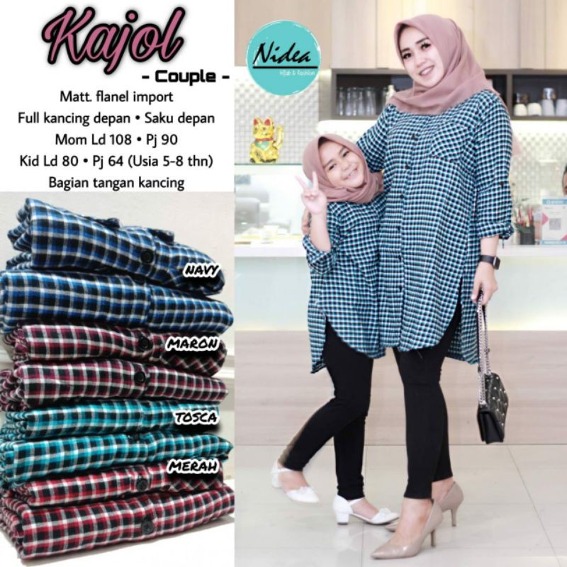Kajol atasan tunik mom and kids by nidea. couple tunik ibu dan anak bahan flanel