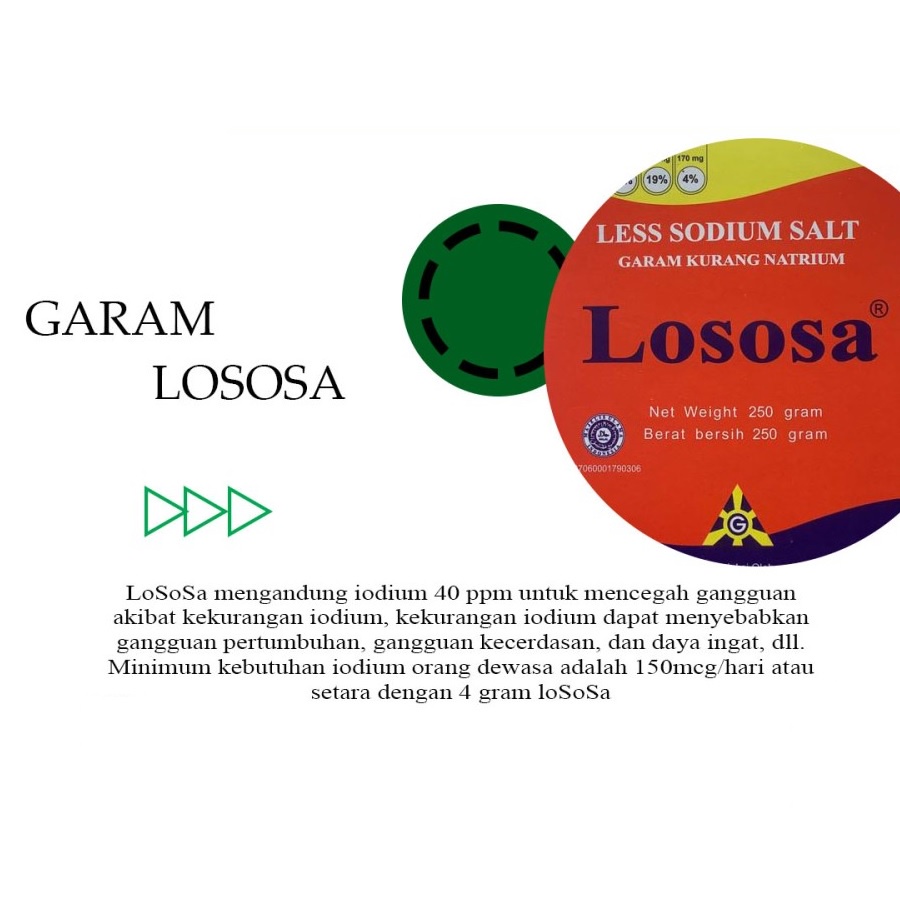 Lososa Less Sodium Salt 500gr Garam Rendah Natrium Garam Diet Garam Sehat Lososa WHS