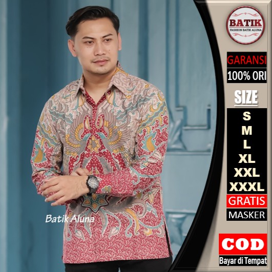 Batik pria lengan panjang Kemeja Atasan Baju batik pria laki laki lengan panjang premium cowok solo