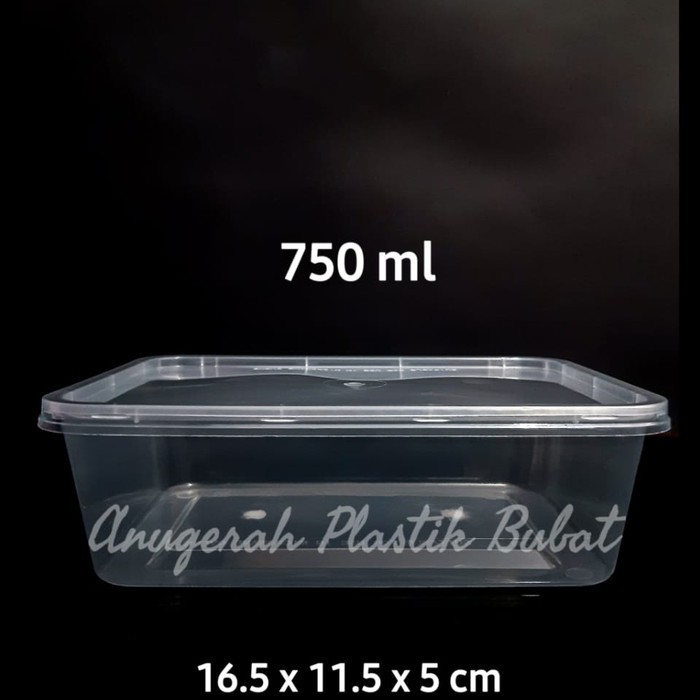 Kotak Plastik Thinwall Ukuran 750 Ml Isi 25 Pcs/ Thinwall Rectangular 750 Ml