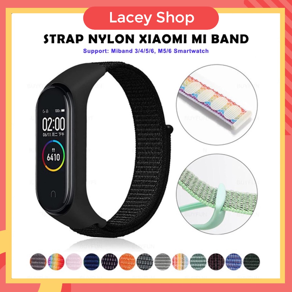 Tali Nylon Strap Xiaomi Miband 3 4 5 6 7 Velcro Band