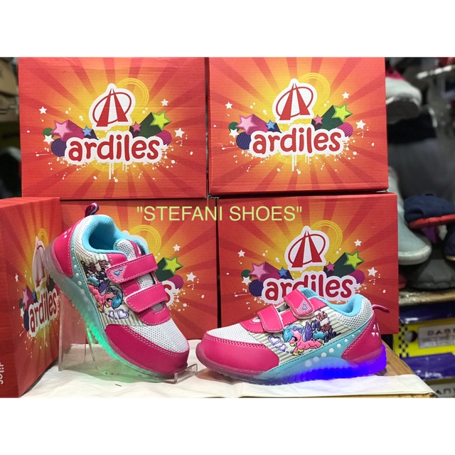 Sepatu Sekolah Ardiles Lampu Anak Perempuan Karakter My Little Pony Pink Biru
