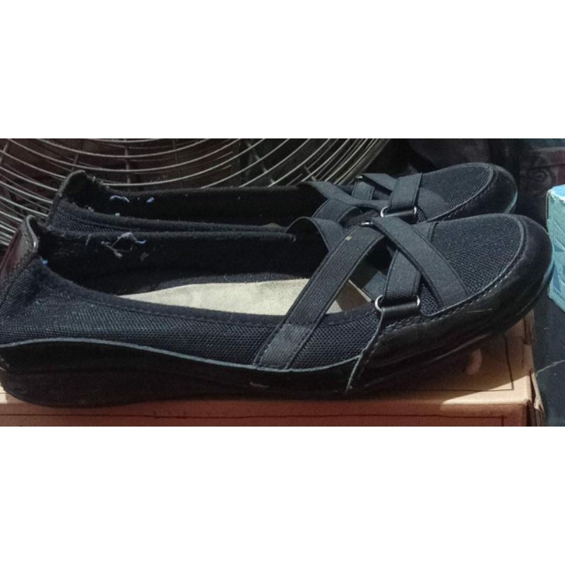 Earth Spirit Elastic Cross Strap Mary Janes 8.5 M Black Fabric;